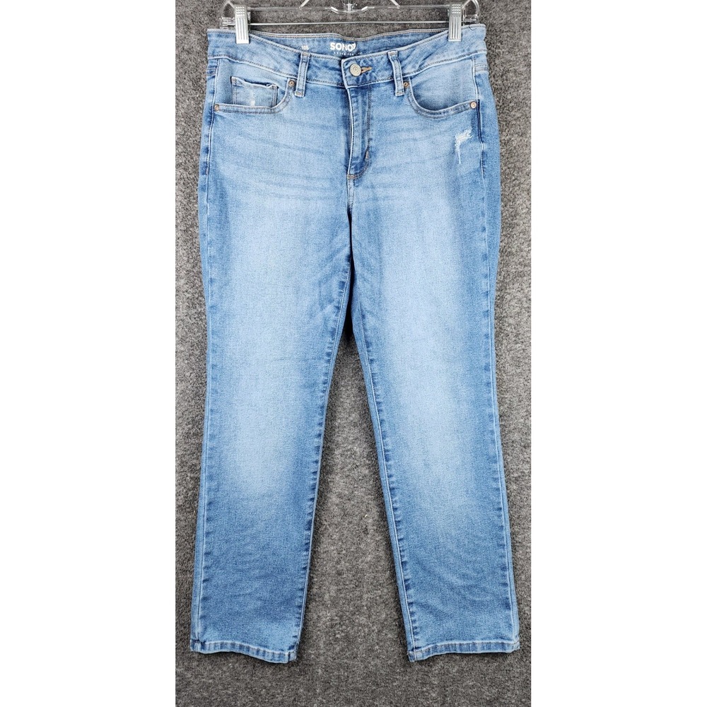 Sonoma Jeans Women 10S Straight Light Wash Distressed Blue EUC
